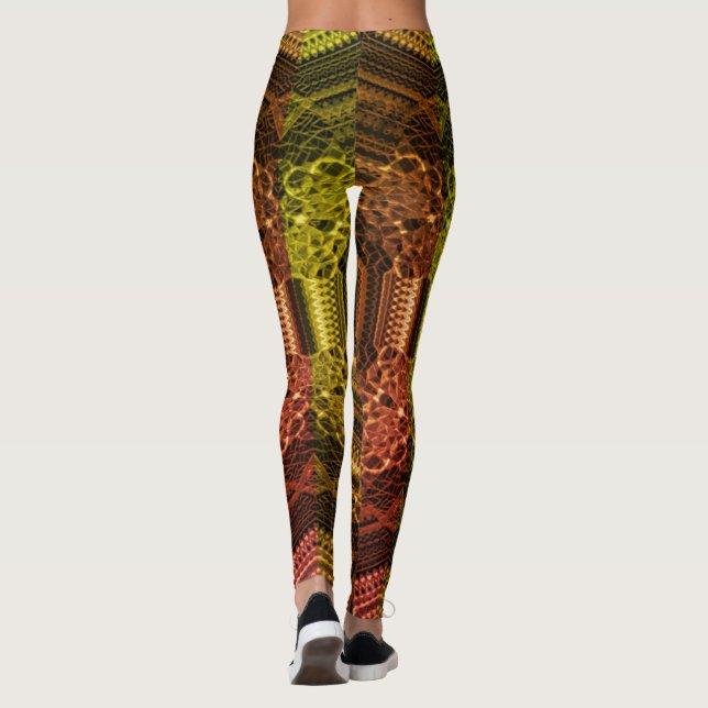 MODERN abstrakt teckning in-gult-lightbrownmosaic Leggings (Baksida)