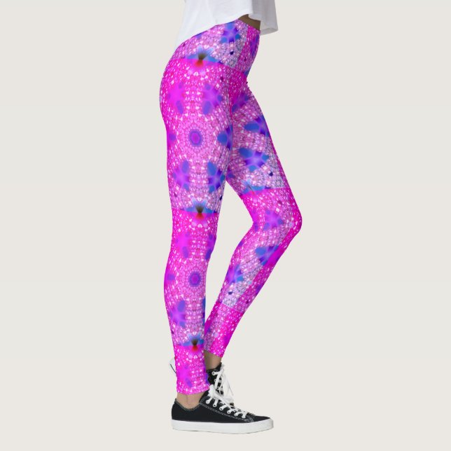 MODERN abstrakt teckning in-rosa-blue-mosaic Leggings (Höger)
