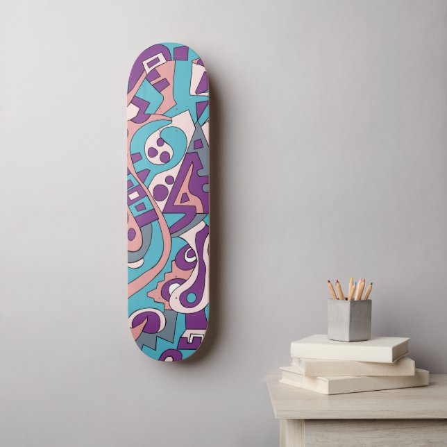 Modern abstrakt teckning mini skateboard bräda 18,5 cm (Väggkonst)