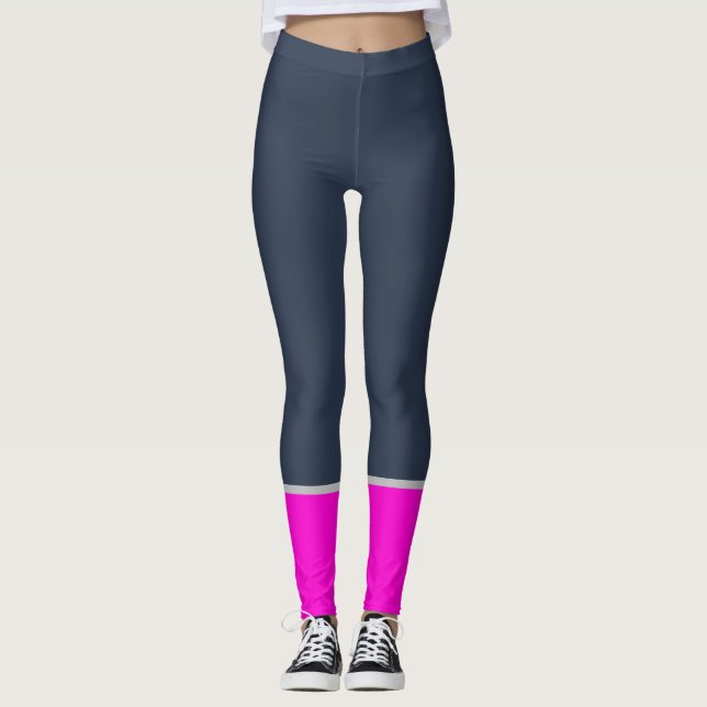 MODERN abstrakt teckning-rosa-deep-blue-blue Leggings (Framsida)