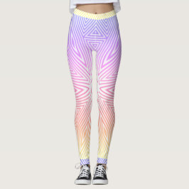 MODERN abstrakt teckning-rosa-gult-vit mosaik Leggings