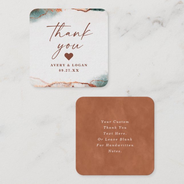 Modern Abstrakt Terra Cotta Fall Wedding Tack Anteckningskort (Fram/baksida)