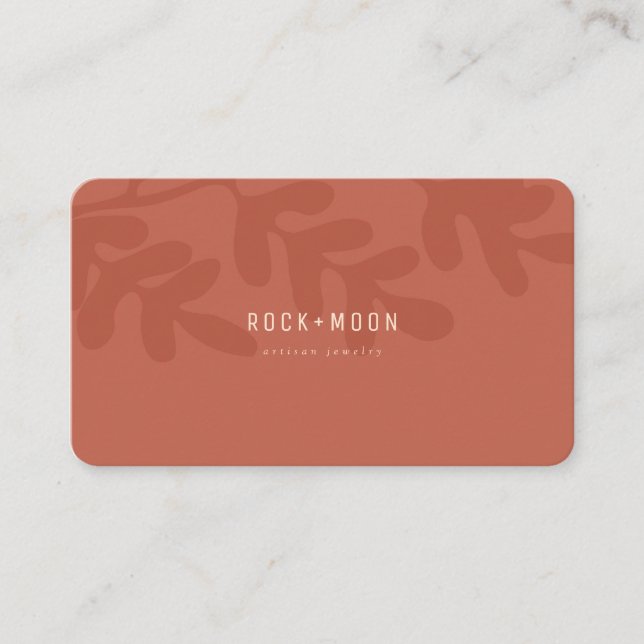 Modern Abstrakt Terracotta Brown Botaniska Löv Visitkort (Framsida)