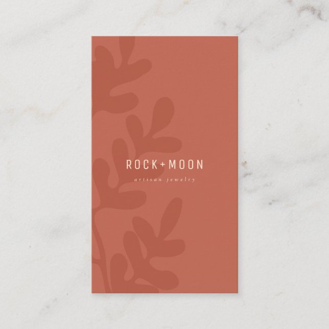Modern Abstrakt Terracotta Brown Botaniska Löv Visitkort (Framsida)