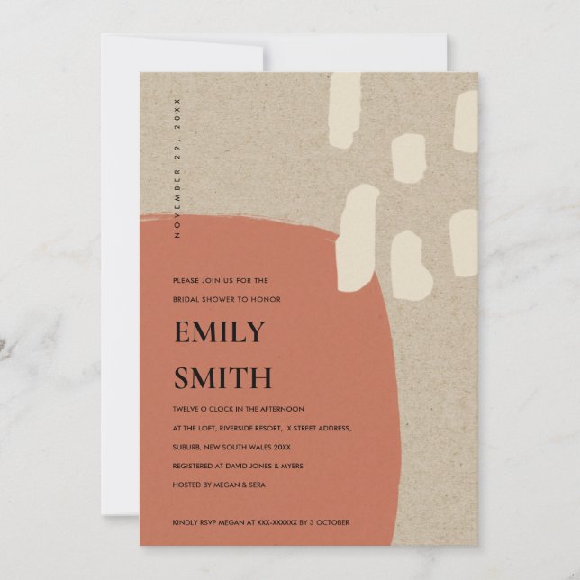 MODERN ABSTRAKT TERRACOTTA MÖHIPPA INBJUDAN (Framsida)