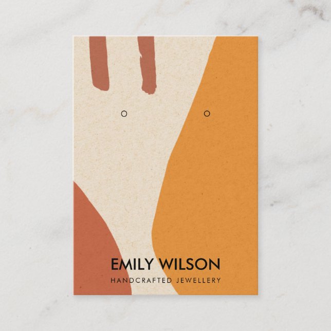 MODERN ABSTRAKT TERRACOTTA RED ART EARRING VISNING VISITKORT (Framsida)