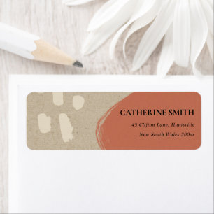 MODERN ABSTRAKT TERRACOTTA RED KRAFT ADRESS RETURADRESS ETIKETT