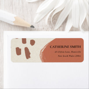 MODERN ABSTRAKT TERRACOTTA RED KRAFT ADRESS RETURADRESS ETIKETT