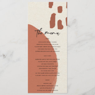 MODERN ABSTRAKT TERRACOTTA RED KRAFT BRÖLLOP MENY