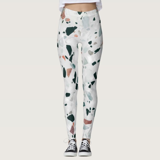 Modern Abstrakt Terrazzo Mönster Leggings (Framsida)