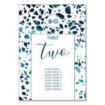 Modern Abstrakt Terrazzo Mosaic Blue Bröllop