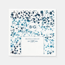 Modern Abstrakt Terrazzo Mosaic Blue Bröllop