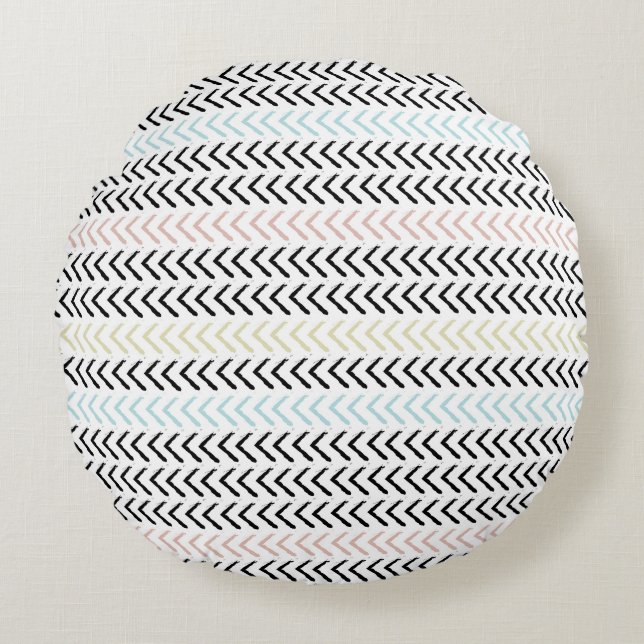 Modern abstrakt texturdesign rund kudde (Framsidan)