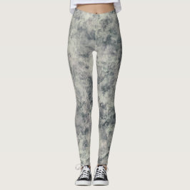 Modern abstrakt texturerad grå lavendel salvia grö leggings