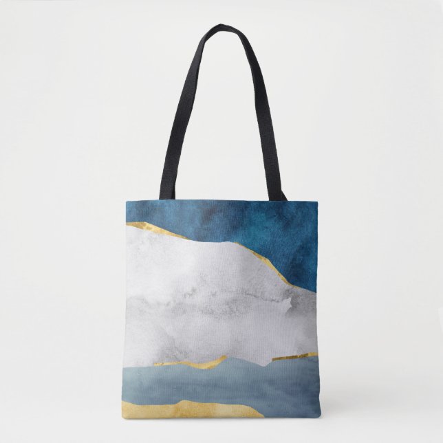 Modern Abstrakt Tote Bag med Guld-accenter Tygkasse (Framsida)