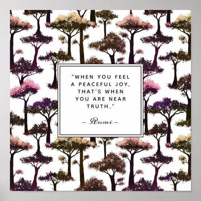 Modern Abstrakt Träd Art Inspirational Rumi Quote Poster (Framsidan)