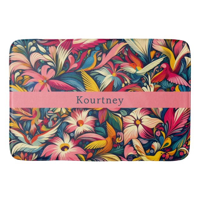 Modern abstrakt trädgårdskonst badrumsmatta (Framsidan)