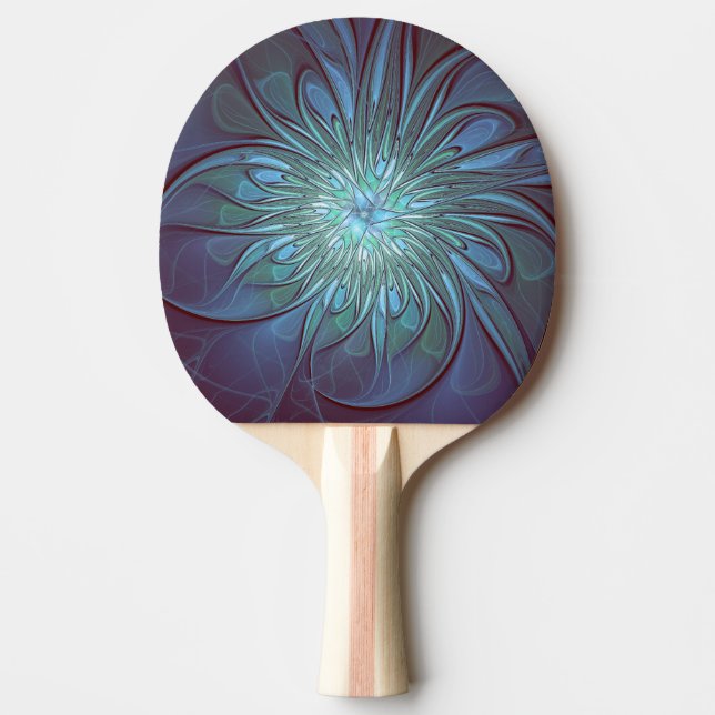 Modern Abstrakt, Trendig Blåblommiga ramkonst Pingisracket (Framsidan)