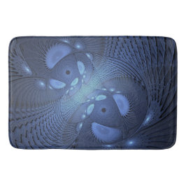 Modern Abstrakt Trendig Dusk Blue Fractal Art Badrumsmatta