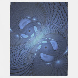 Modern Abstrakt Trendig Dusk Blue Fractal Art Fleecefilt