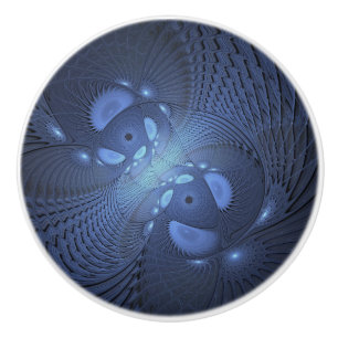 Modern Abstrakt Trendig Dusk Blue Fractal Art Knopp