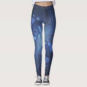 Modern Abstrakt Trendig Dusk Blue Fractal Art Leggings