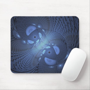 Modern Abstrakt Trendig Dusk Blue Fractal Art Musmatta