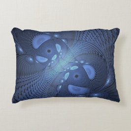 Modern Abstrakt Trendig Dusk Blue Fractal Art Prydnadskudde