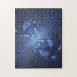 Modern Abstrakt Trendig Dusk Blue Fractal Art Pussel