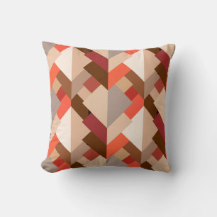 Modern Abstrakt Triangles, Brown, Taupe och Orange Kudde