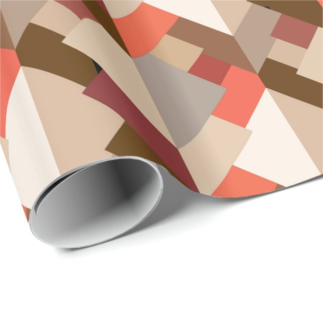 Modern Abstrakt Triangles, Brown, Taupe och Orange Presentpapper (Rullad Hörn)
