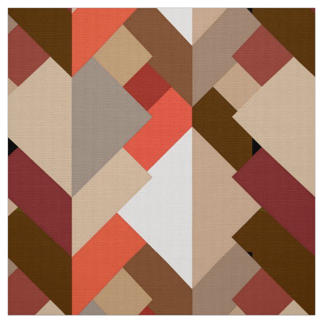 Modern Abstrakt Triangles, Brown, Taupe och Orange Tyg (Provkarta)