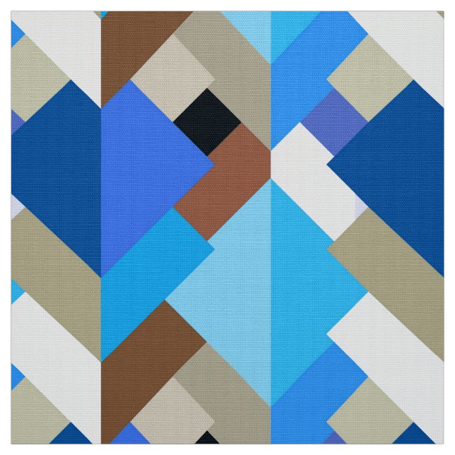 Modern Abstrakt Triangles, Cobalt Blue och Brown Tyg (Provkarta)