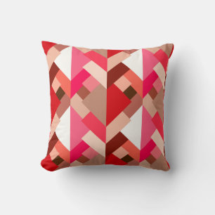 Modern Abstrakt Triangles, Coral Red och Rosa Kudde