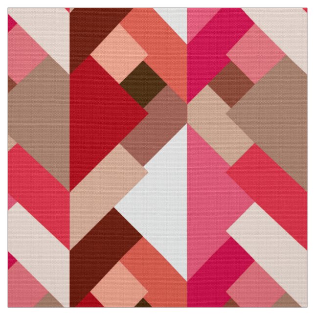 Modern Abstrakt Triangles, Coral Red och Rosa Tyg (Provkarta)