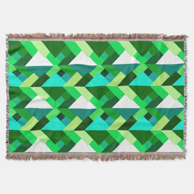 Modern Abstrakt Triangles, Emerald Grönt och Aqua Mysfilt (Framsidan)