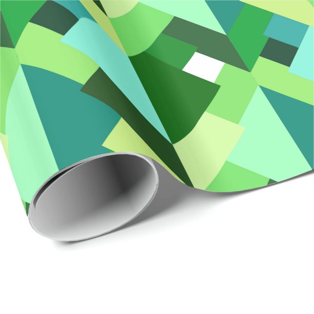 Modern Abstrakt Triangles, Emerald Grönt och Aqua Presentpapper (Rullad Hörn)