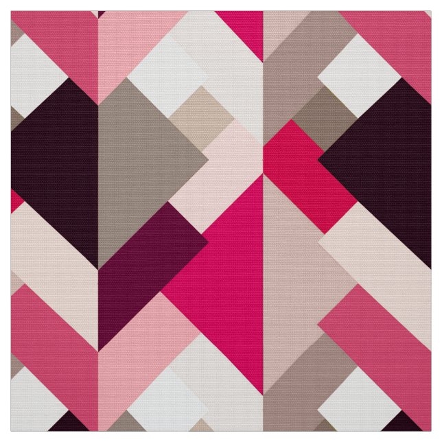 Modern Abstrakt Triangles, Fuchsia Rosa och Grått Tyg (Provkarta)