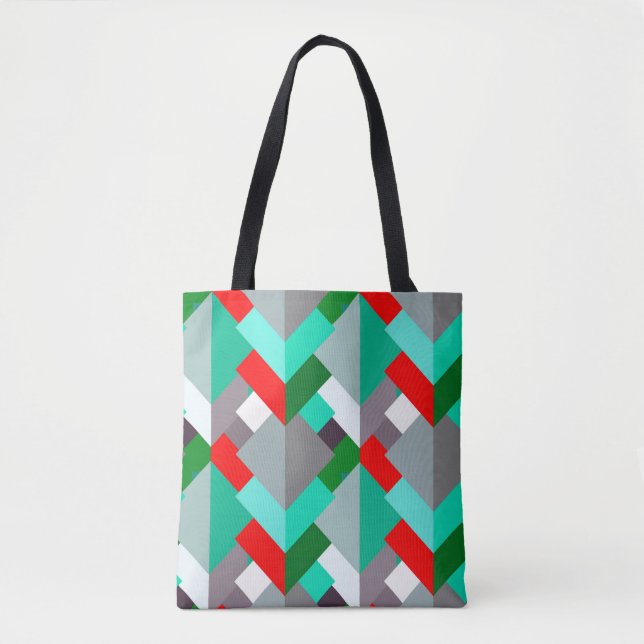 Modern Abstrakt Triangles, Turquise, Red och Grått Tygkasse (Framsida)
