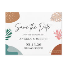 Modern Abstrakt Tropical Bröllop spara datum