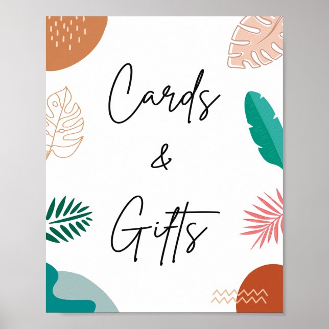 Modern Abstrakt Tropical Cards and Gifts Sign Poster (Framsidan)
