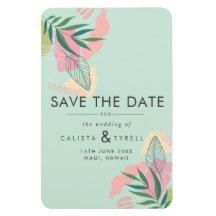 Modern Abstrakt Tropical Neo Mint & Rosa Spara The