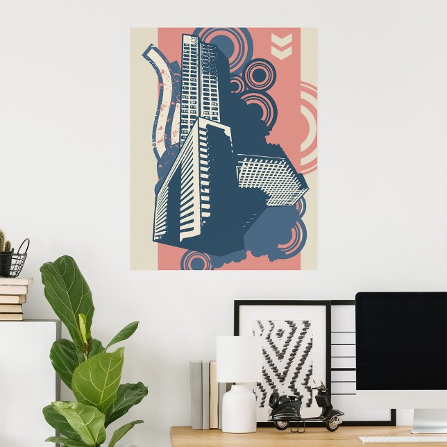 Modern Abstrakt Urban-bakgrund Vibrant Cityscape Poster (Skapare uppladdad)