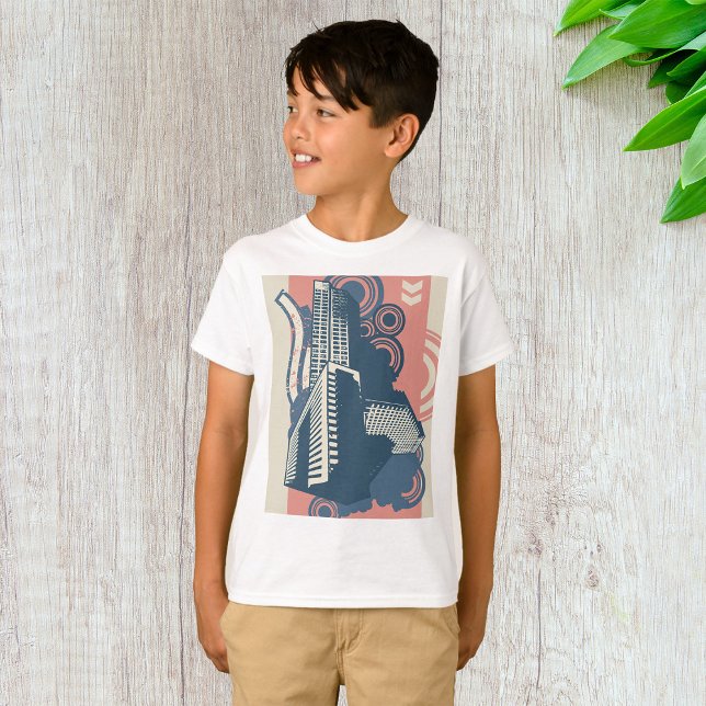 Modern Abstrakt Urban-bakgrund Vibrant Cityscape T Shirt (Skapare uppladdad)