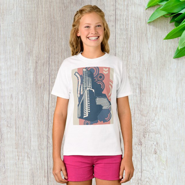 Modern Abstrakt Urban-bakgrund Vibrant Cityscape T Shirt (Skapare uppladdad)