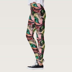 MODERN-abstrakt-uttag i rosa-grönt-gult-mosaik Leggings