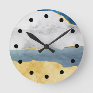 Modern Abstrakt-väggklocka med vattenfärgsdesign Rund Klocka