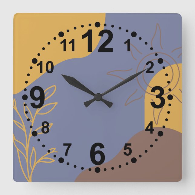 Modern Abstrakt-väggsluss med natur Fyrkantig Klocka (Framsida)