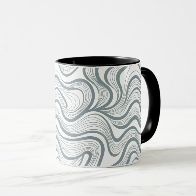 Modern abstrakt vågig linjedesign kopp (Framsida höger)
