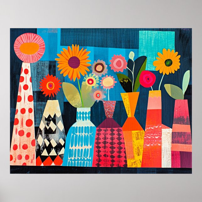 Modern abstrakt vas med blommor poster (Framsidan)